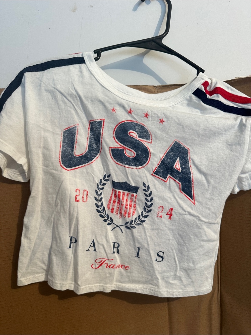 Kids USA Graphic Tee - White with Navy & Red Accents 100% cotton